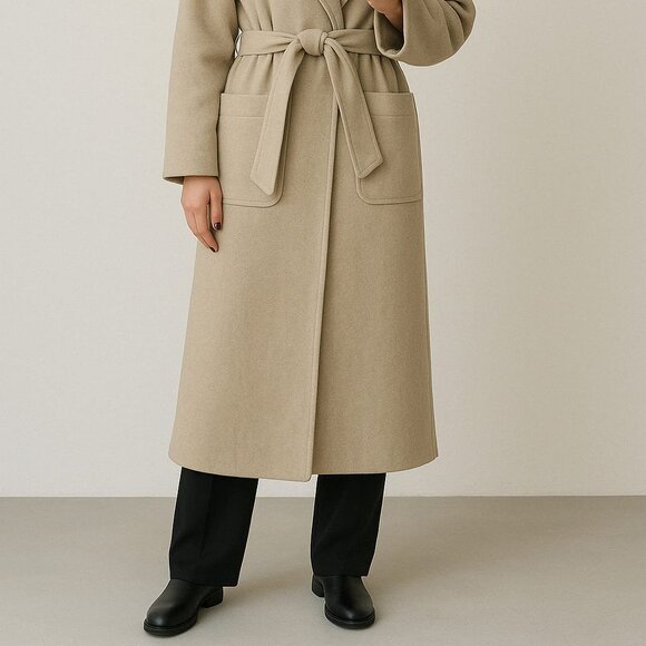 ZARA Wool-Blend Belted Wrap Coat – Oatmeal Beige - Picture 3 of 3